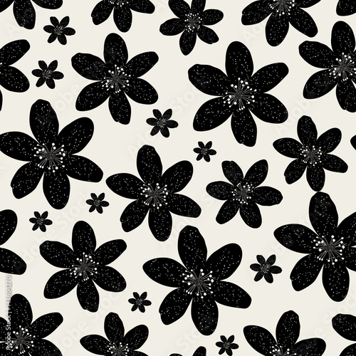 Abstract Natural Seamless Pattern Background with Flowers. Vecto © olegganko