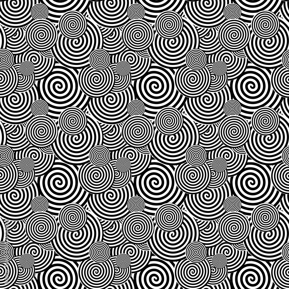 Black and White Seamless Pattern. Abstract Psychedelic Art Backg Black and White Seamless Pattern. Abstract Psychedelic Art Backg