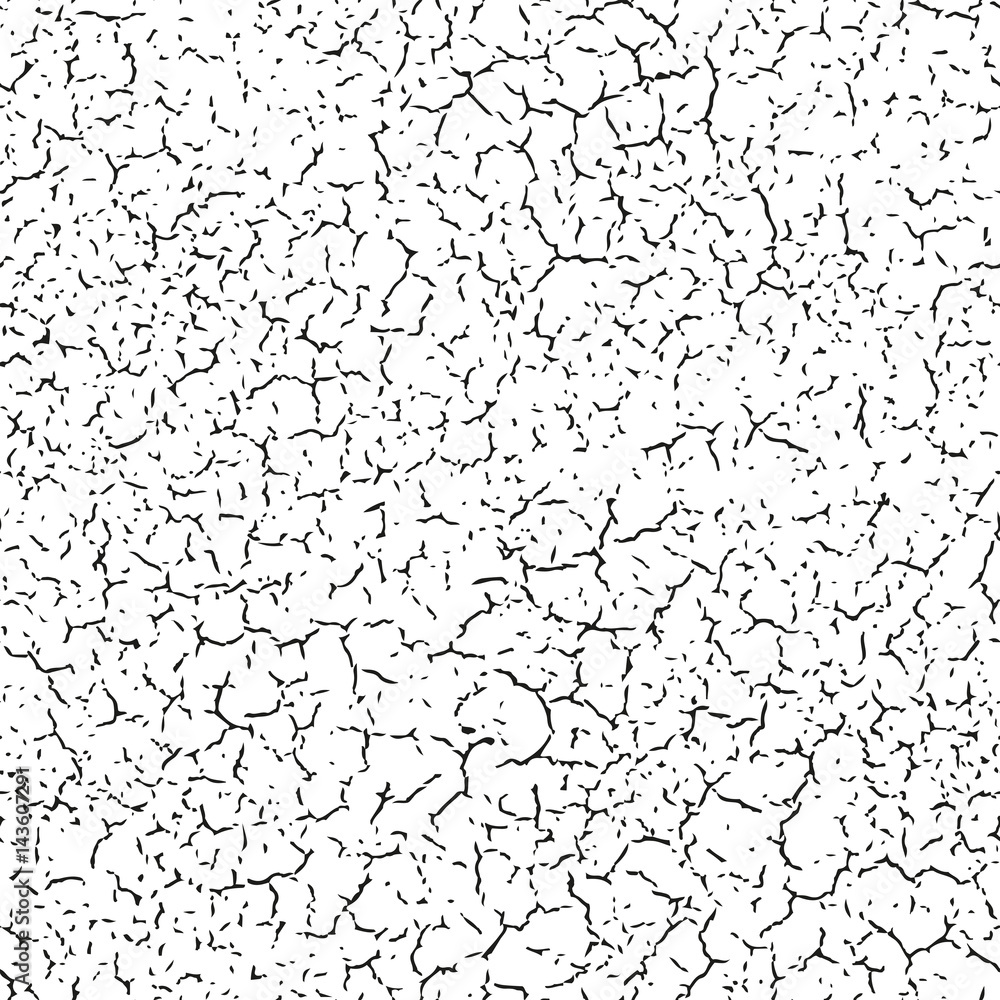 Abstract seamless crackle texture. Black cracks on white background