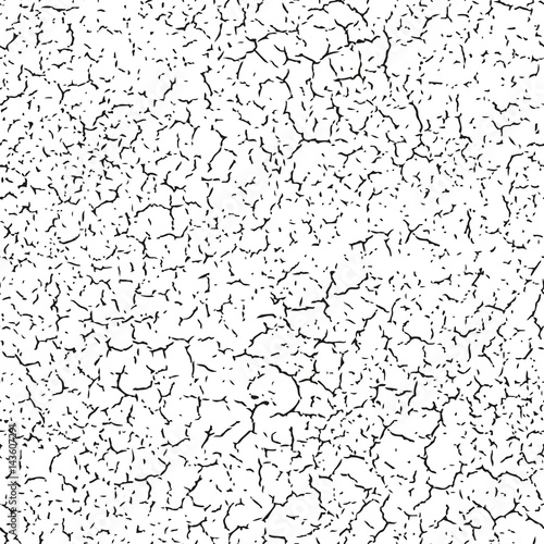 Abstract seamless crackle texture. Black cracks on white background.