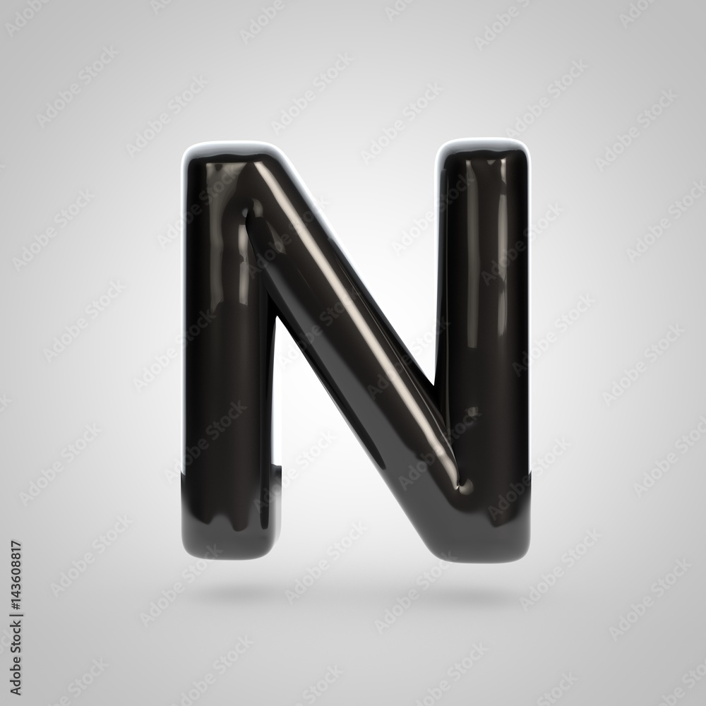 Metallic paint black letter N uppercase Metallic paint black letter N uppercase