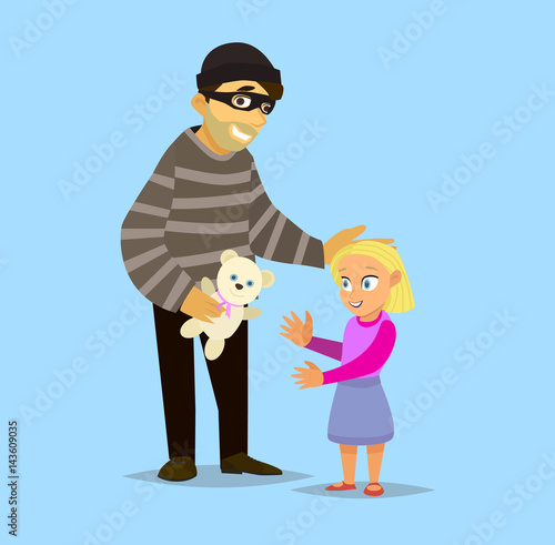 Concept of pedophilia and kidnapping danger to children left alone