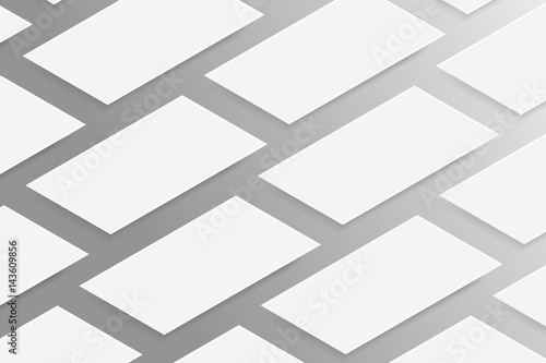 Vector realistic isolated business cards on the gray background. Realistic paper mock up template for covering design, branding, corporate business identity and advertising.