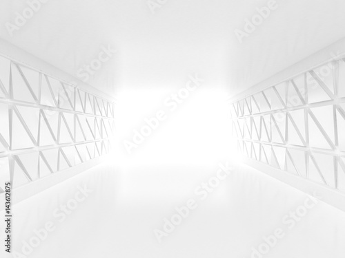 futuristic white room with area light 3d rendering