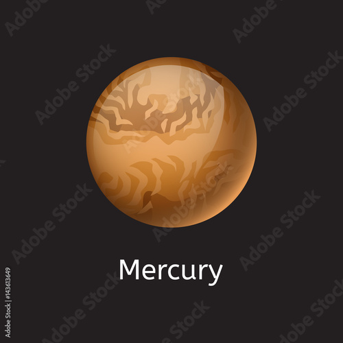 High quality space planet galaxy astronomy mercury universe science cosmos star vector illustration.