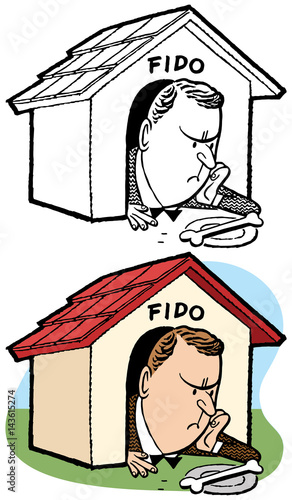 A man in the doghouse