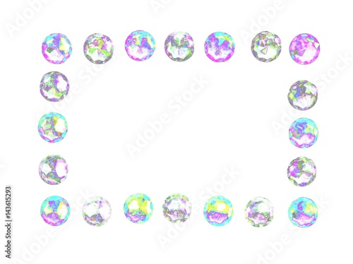 Pastel abstract pink and blue balls frame background