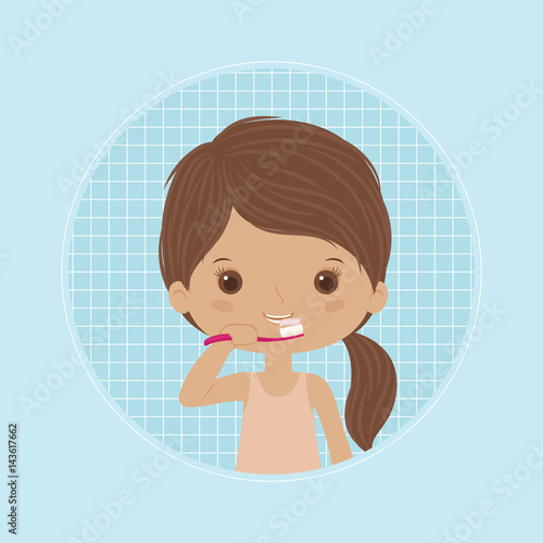 Little girl brushing teeth