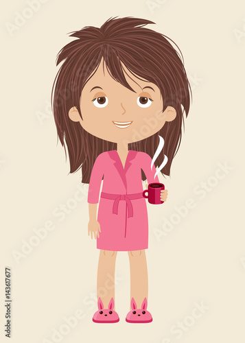 Tired/sleepy woman with cup of coffee