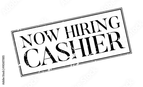 Now Hiring Cashier rubber stamp. Grunge design with dust scratches. Effects can be easily removed for a clean, crisp look. Color is easily changed.