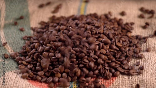 Roasting coffee beans falling in slow motion 