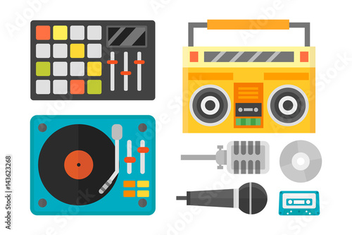 Creative modern musical instrument concept midi launchpad equipment vector illustration.