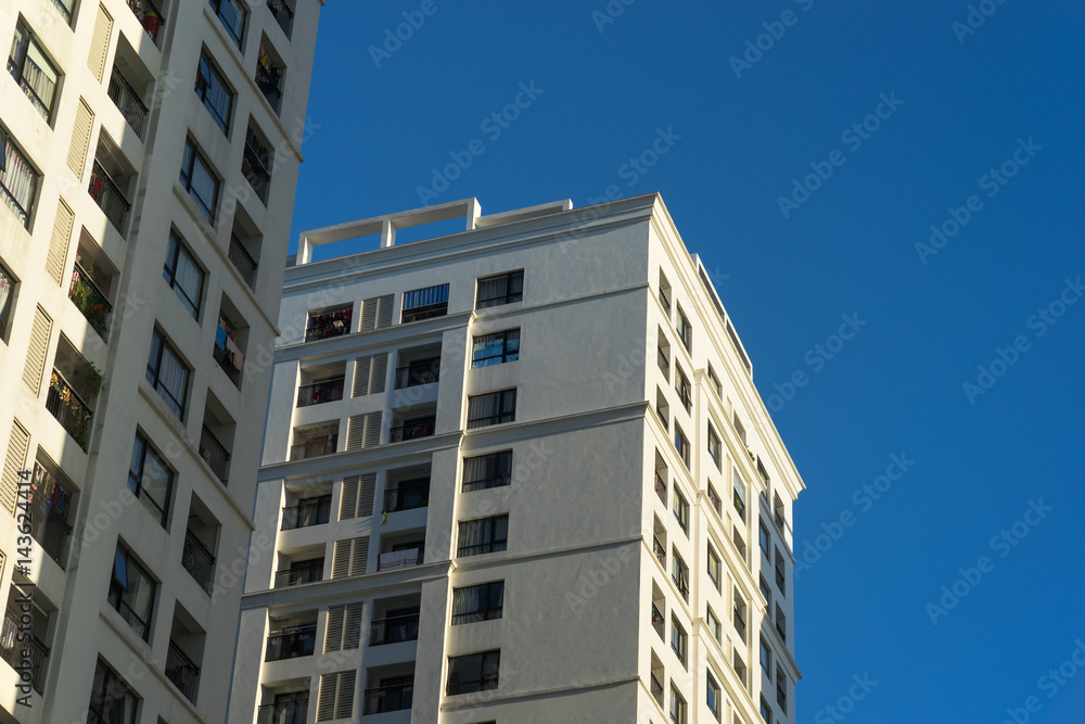 Urban apartment building closeup view in Hanoi, Vietnam Urban apartment building closeup view in Hanoi, Vietnam