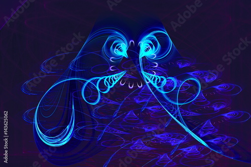 Glittering line nebula wave in the dark. Fractal art graphics photo