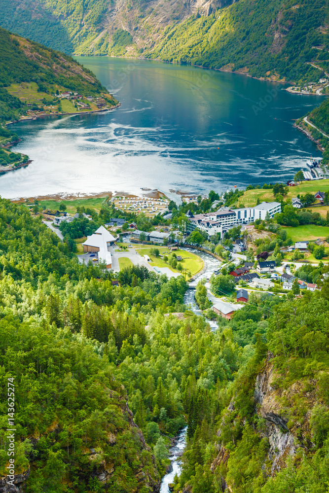 Geirangerfjord and Geiranger village in Norway