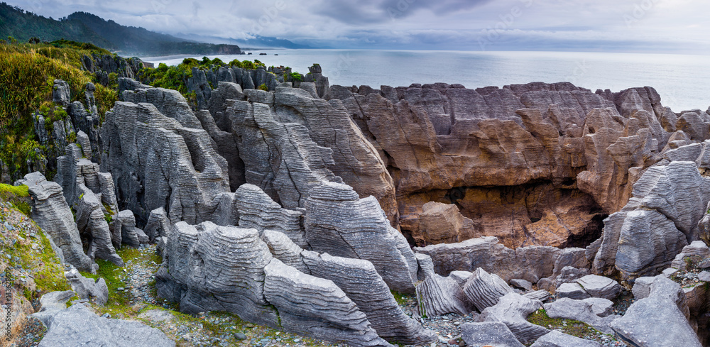 The Pancake Rocks, Paparoa National Park, New Zealand. The Pancake Rocks, Paparoa National Park, New Zealand.