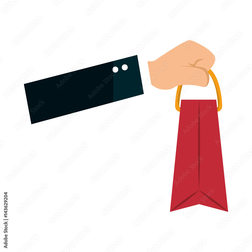 hand human with shopping bag isolated icon hand human with shopping bag isolated icon