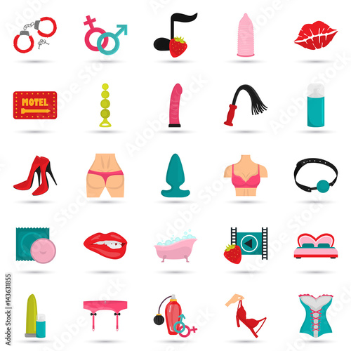 Love, sex and sex tous color flat icons set for web and mobile design
