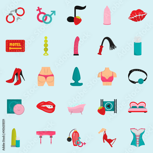 Love, sex and sex tous color flat icons set for web and mobile design