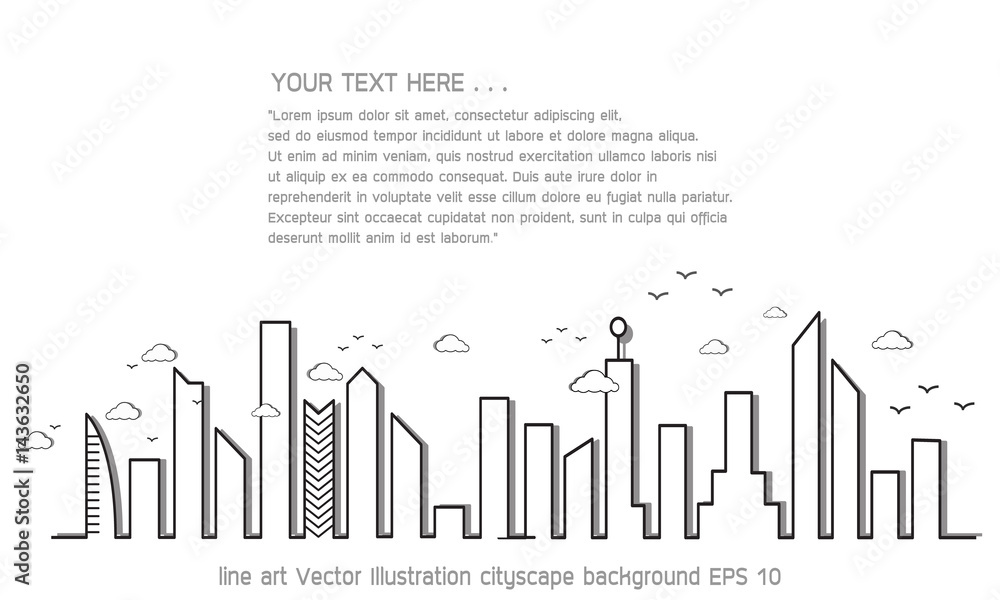 Line art Vector Illustration cityscape background EPS 10 Line art Vector Illustration cityscape background EPS 10