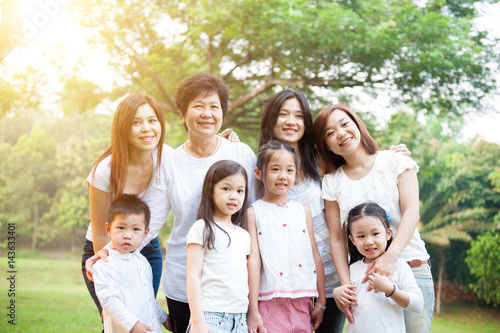 Group of Asian multi generations family