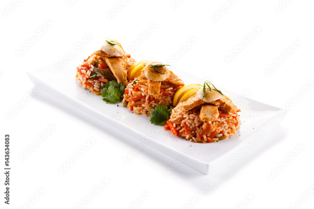 Roast chicken with rice and vegetables Roast chicken with rice and vegetables