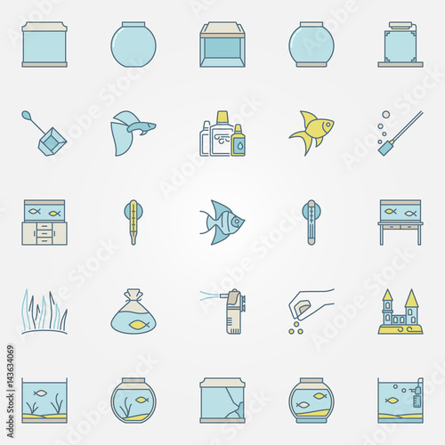 Aquarium colorful icons