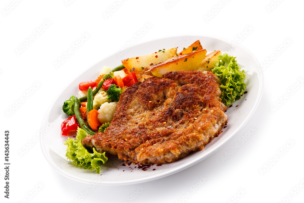 Fried pork chop with potatoes Fried pork chop with potatoes