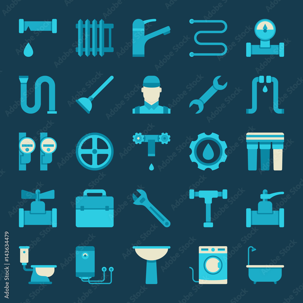 Vector plumbing icons Vector plumbing icons