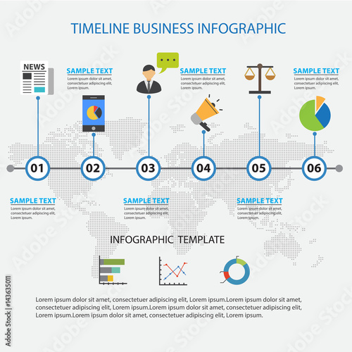 Colorful Timeline Business Infographic Template and Presentations Advertising Design Flat Style