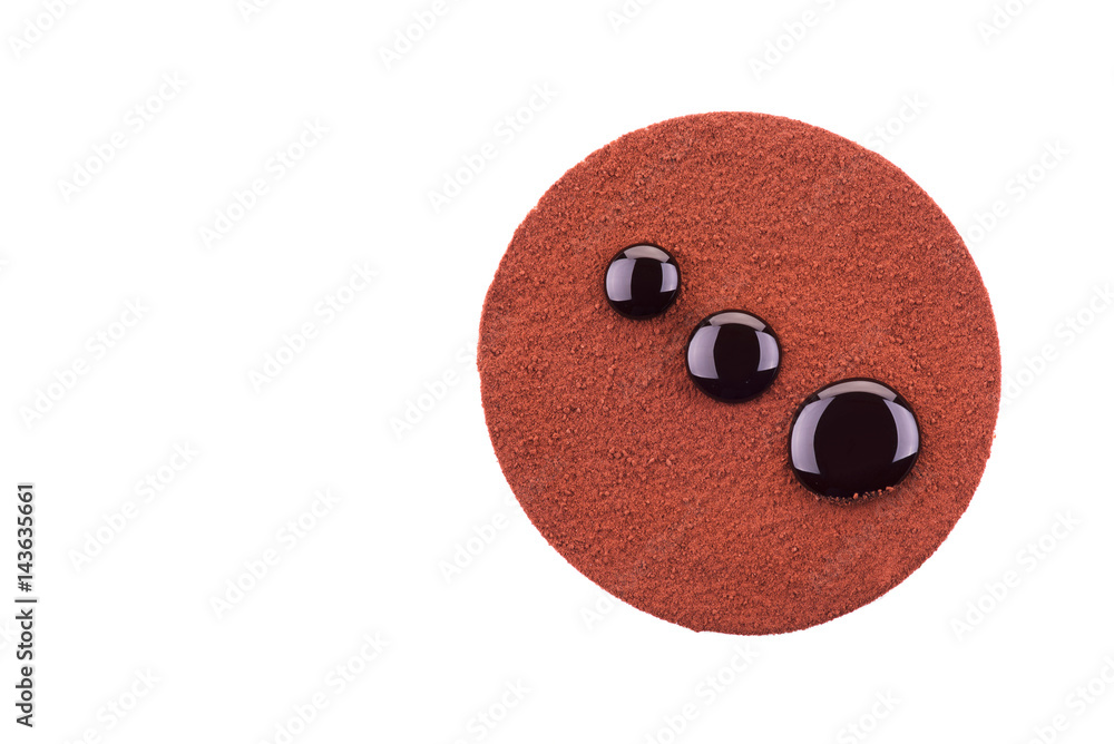 Sweet and tasty chocolate cake on the white background. Top view. Sweet and tasty chocolate cake on the white background. Top view.