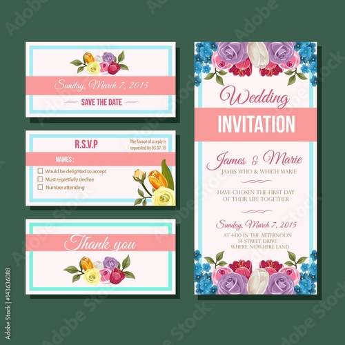 rose tulip wedding invitation template