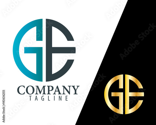 Initial Letter GE With Linked Circle Logo