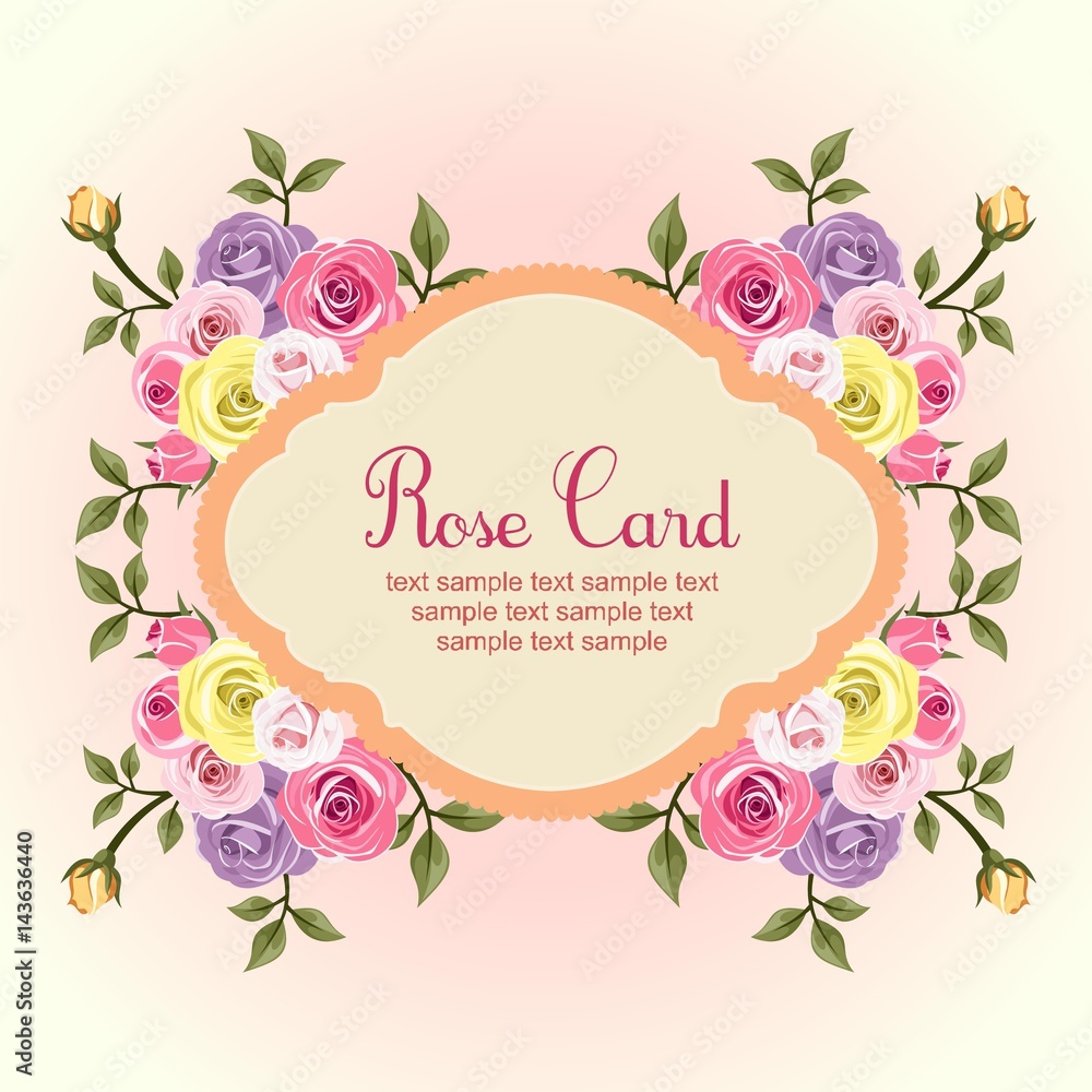 flat rose card