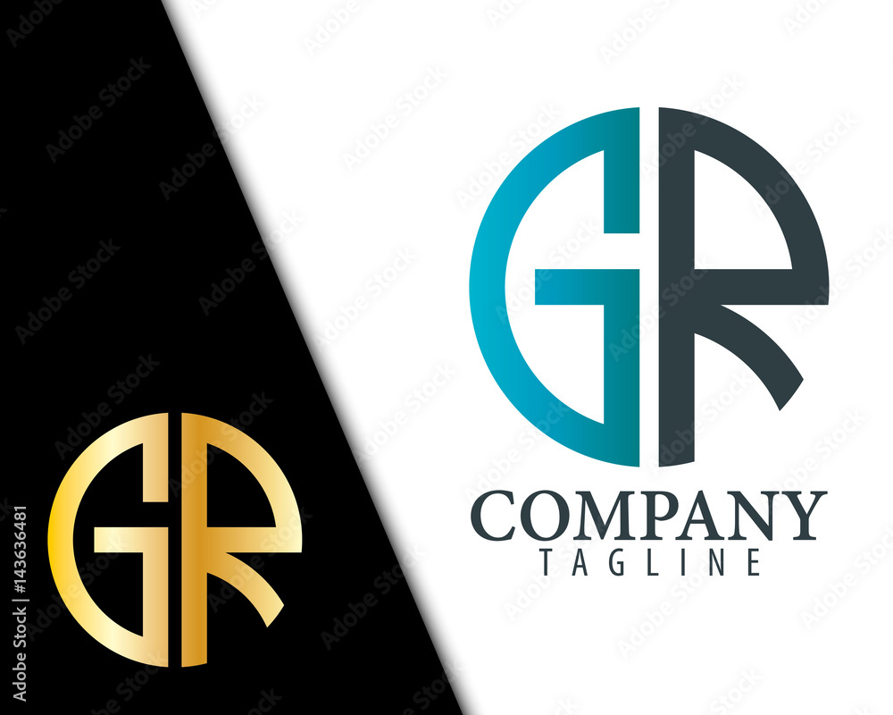 Obraz premium Initial Letter GR With Linked Circle Logo