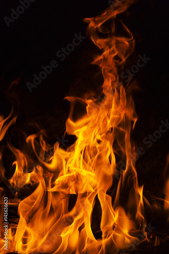 Fire flames on black background. © trek6500