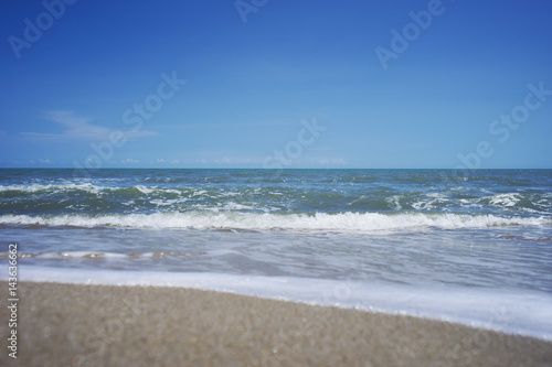 Beautiful seascape. Marine background. Black Sea beach. The Black Sea coast. Sky sea and sand. Tranquil scene with a sea view.