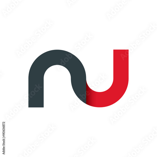 Initial Letter NU With Linked Circle Logo