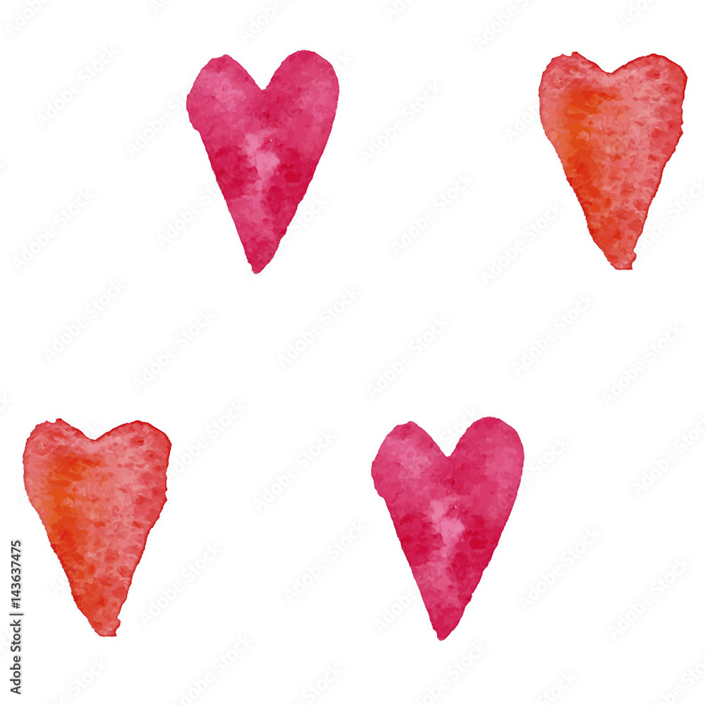 Pattern watercolor hearts