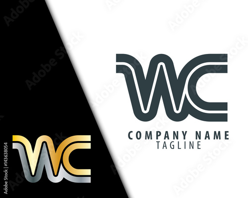 Initial Letter WC Linked Design Logo