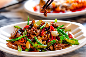 delicious chinese food on table