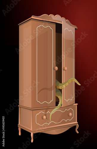 Wardrobe with monster