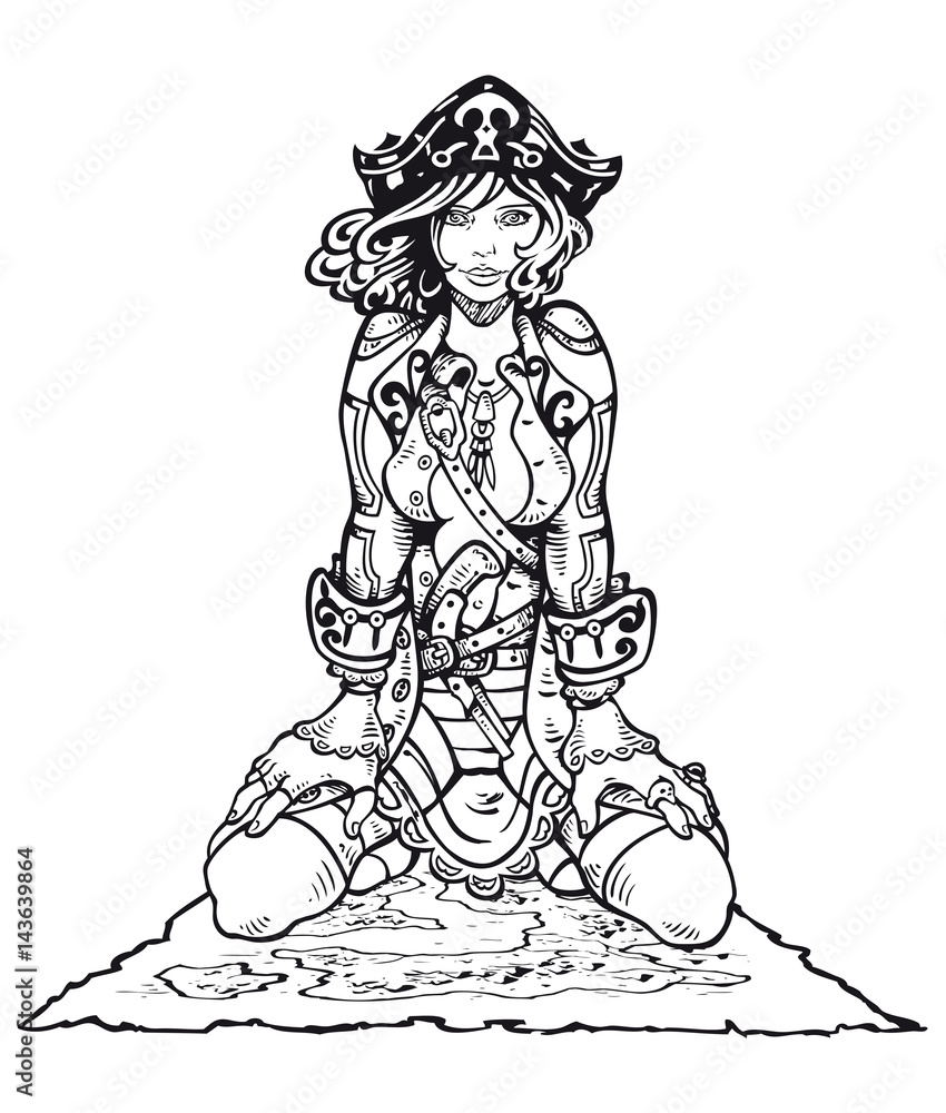 Pirate Girl with Treasure map Pirate Girl with Treasure map