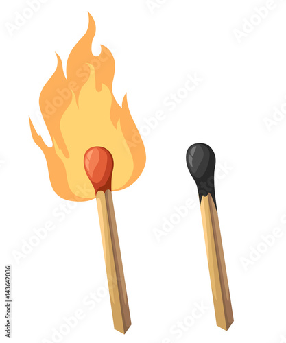 Match fire icon set for interiors Flat design style vector illustration