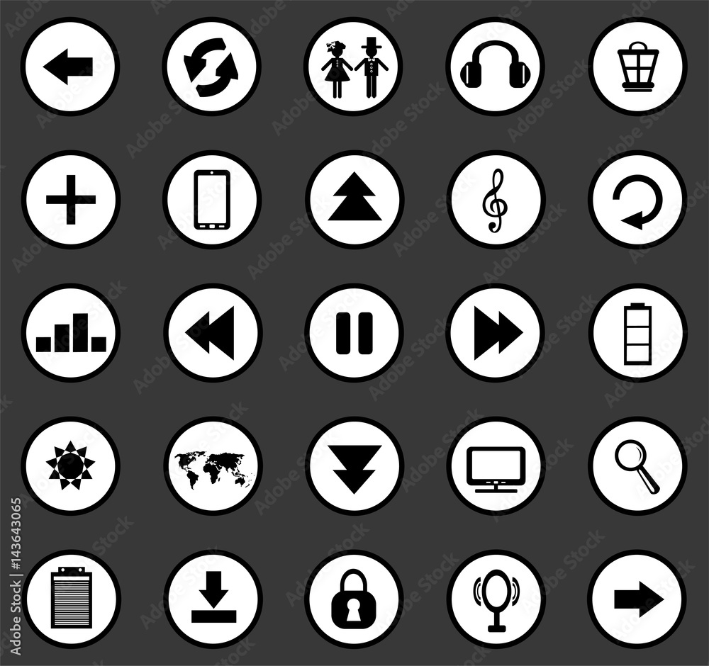 Many black universal web icons Many black universal web icons