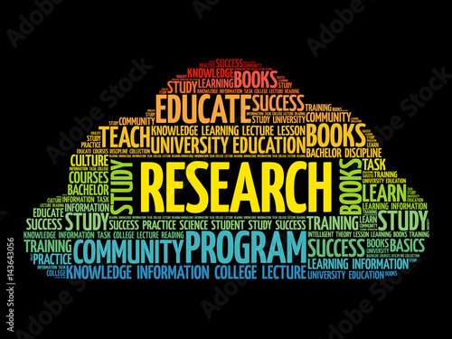 Research word cloud collage, education concept background