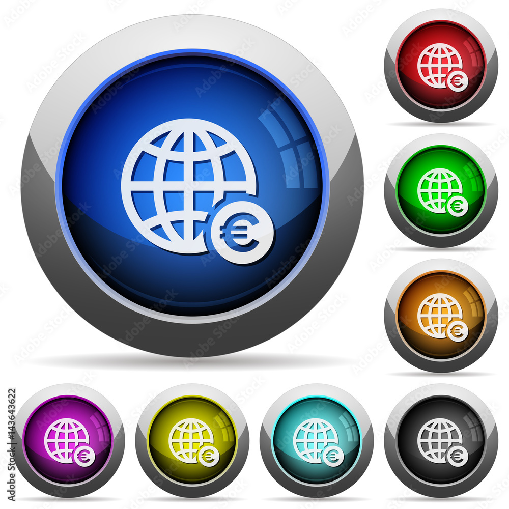 Online Euro payment round glossy buttons Online Euro payment round glossy buttons