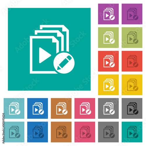 Rename playlist square flat multi colored icons