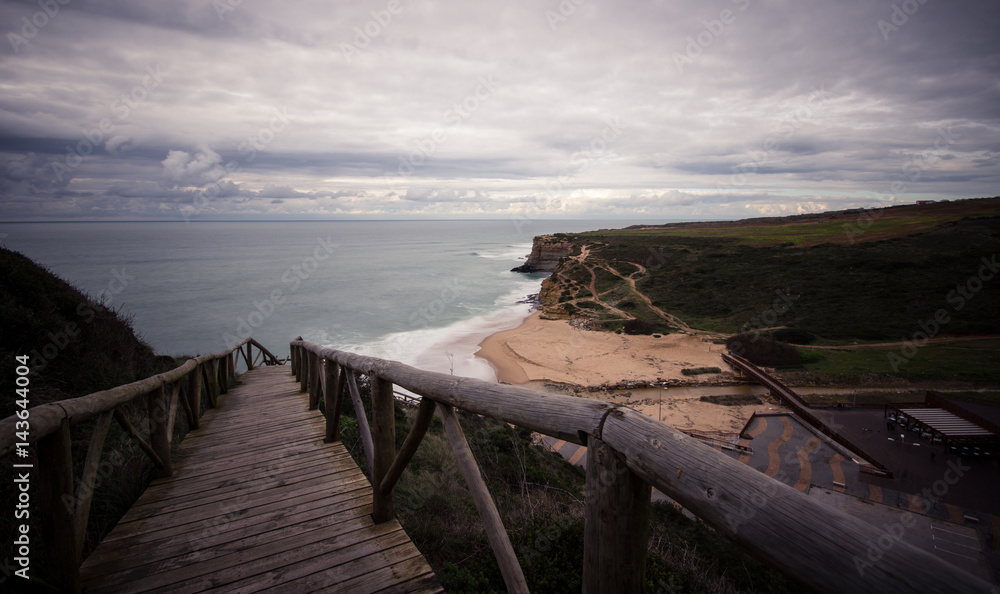 Beach of Ribeira de Ilhas in Ericeira Portugal. World Surf Reserve Beach of Ribeira de Ilhas in Ericeira Portugal. World Surf Reserve