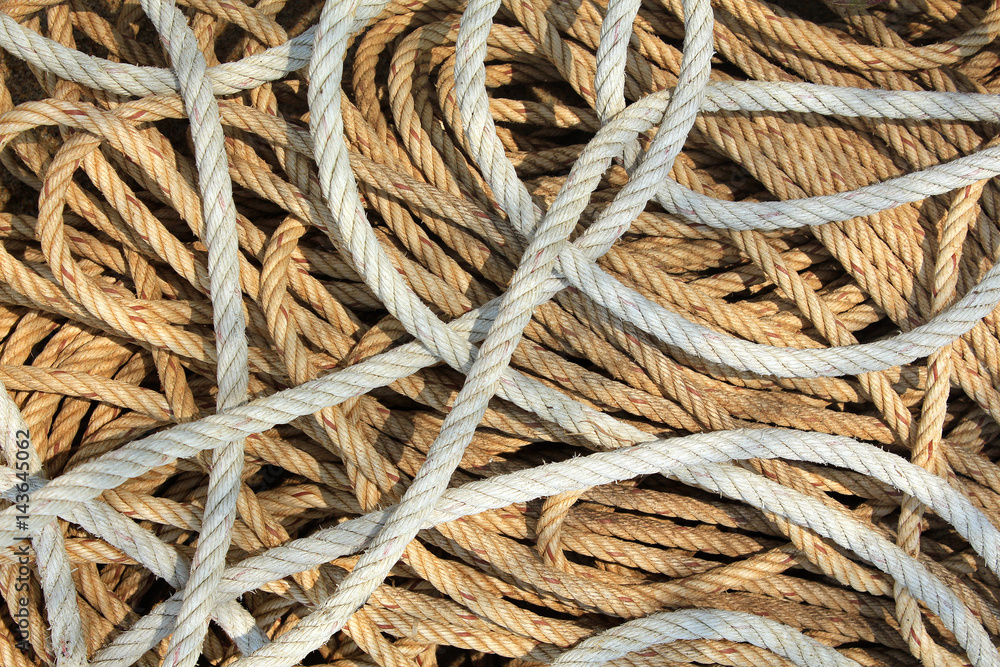 Old fishing rope on boat